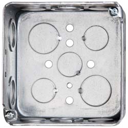 Hubbell-Raco Electrical Device Box: Steel, Square, 4" OAH, 4" OAW, 2.188" OAD, 2 Gangs - 683