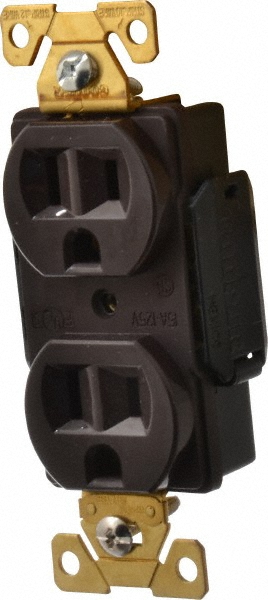 Cooper Wiring Devices Straight Blade Duplex Receptacle: NEMA 5-15R, 15 Amps, Self-Grounding - AH5262B