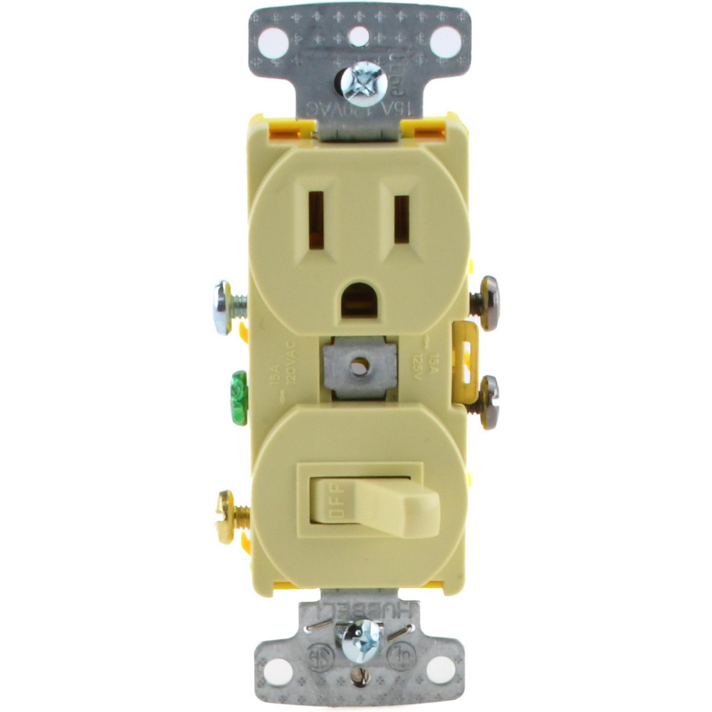 Pass & Seymour 1 Pole, 120/125 Volt, 15 Amp, 1 Outlet, Flush Mounted, Self Grounding, Tamper Resistant Combination Outlet and Switch - 691I