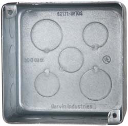 Cooper Crouse-Hinds Electrical Outlet Box: Steel, Square, 4" OAH, 4" OAW, 1-1/2" OAD, 1 Gang - TP839