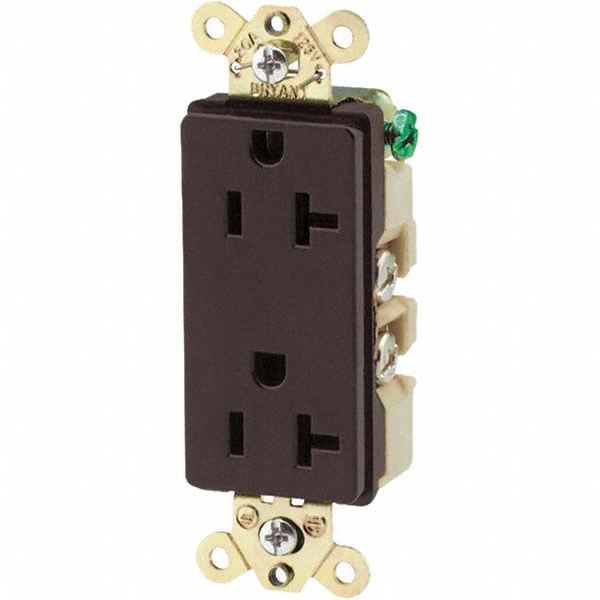 Bryant Electric Straight Blade Duplex Receptacle: NEMA 5-15R, 20 Amps, Grounded - 9352BRN