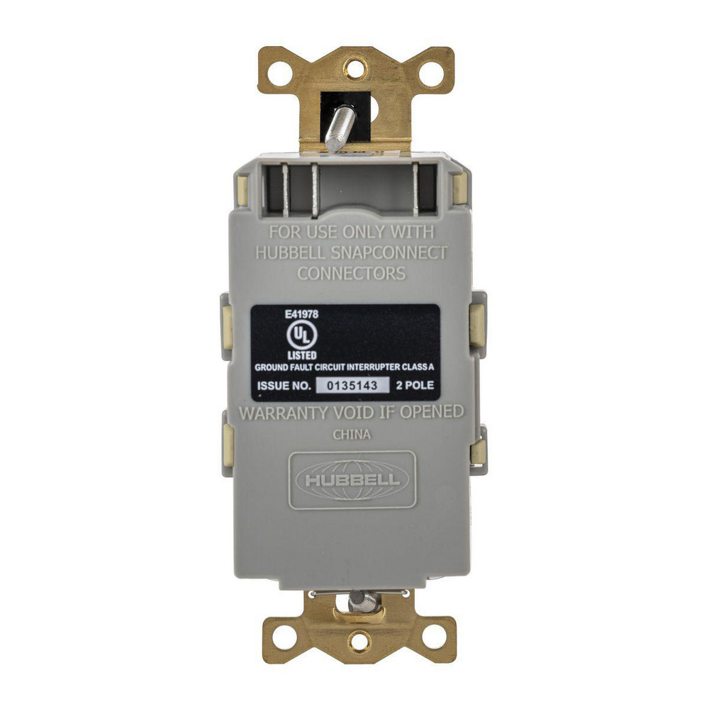Hubbell Wiring Device-Kellems GFCI Receptacles: Receptacle Type: Duplex; Grade: Commercial, Hospital; NEMA Configuration: 5-15R - SNAPGF82I