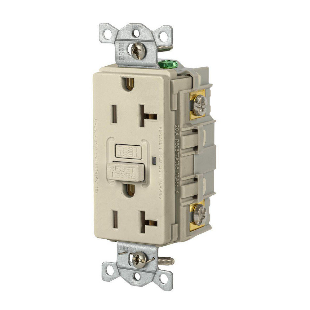 Hubbell Wiring Device-Kellems GFCI Receptacles: Receptacle Type: Duplex; Grade: Commercial, Hospital; NEMA Configuration: 5-15R - SNAPGF82I