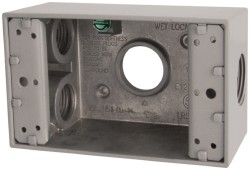 Cooper Crouse-Hinds Electrical Outlet Box: Aluminum, Rectangle, 4-9/16" OAH, 2-7/8" OAW, 2" OAD, 1 Gang - TP7034