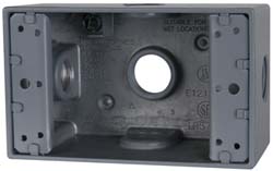 Cooper Crouse-Hinds Electrical Outlet Box: Aluminum, Rectangle, 4-9/16" OAH, 2-7/8" OAW, 2" OAD, 1 Gang - TP7034
