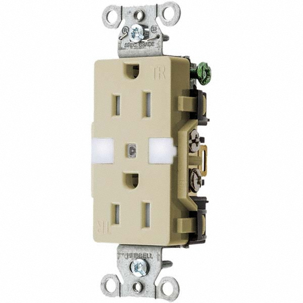 Bryant Electric Straight Blade Duplex Receptacle: NEMA 5-15R, 15 Amps, Grounded - DRS15NLI