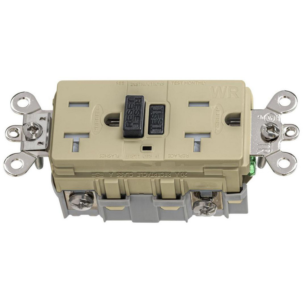 Hubbell Wiring Device-Kellems GFCI Receptacles: Receptacle Type: Duplex; Grade: Industrial, Hospital; NEMA Configuration: 5-15R - GFSG8200R