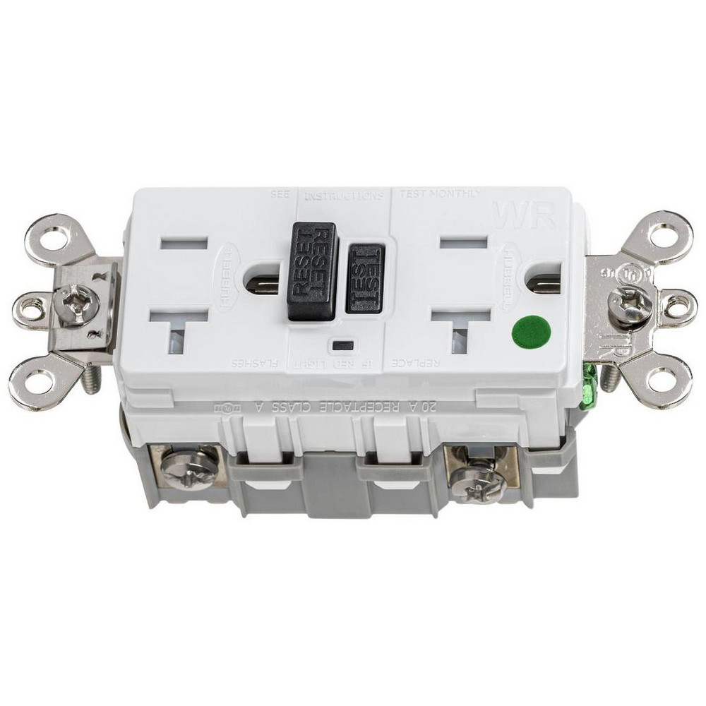 Hubbell Wiring Device-Kellems GFCI Receptacles: Receptacle Type: Duplex; Grade: Industrial, Hospital; NEMA Configuration: 5-15R - GFSG8200R