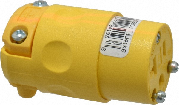 Leviton Locking Inlet: Plug, Industrial, L8-20P, 480V, Black & White - 2341