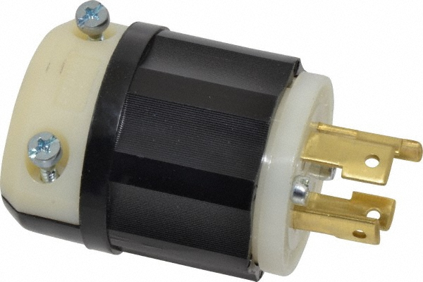 Leviton Locking Inlet: Plug, Industrial, L8-20P, 480V, Black & White - 2341