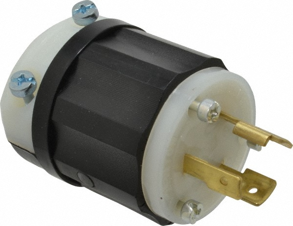 Leviton Locking Inlet: Plug, Industrial, L8-20P, 480V, Black & White - 2341