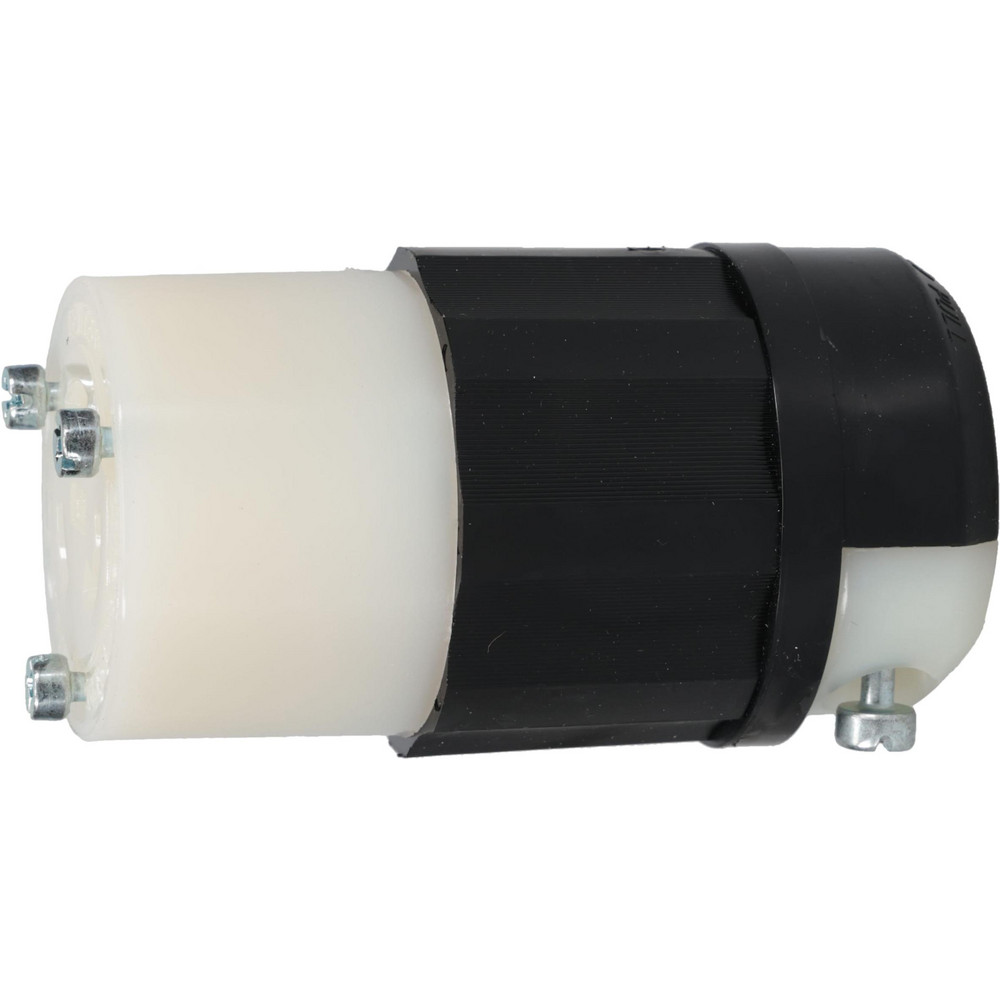 Leviton Locking Inlet: Plug, Industrial, L8-20P, 480V, Black & White - 2341