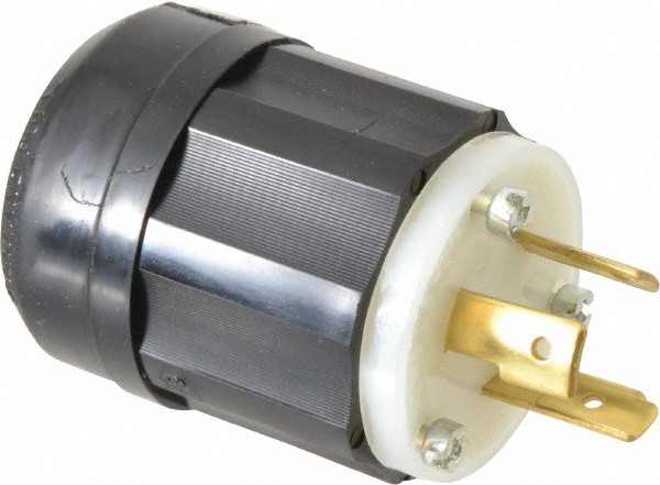 Leviton Locking Inlet: Plug, Industrial, L8-20P, 480V, Black & White - 2341