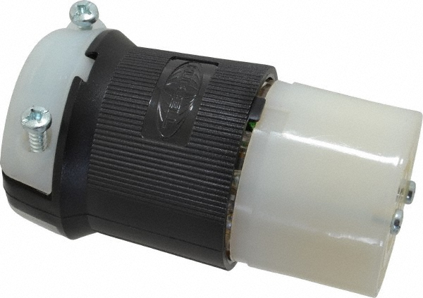Leviton Locking Inlet: Plug, Industrial, L8-20P, 480V, Black & White - 2341