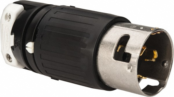 Leviton Locking Inlet: Plug, Industrial, L8-20P, 480V, Black & White - 2341