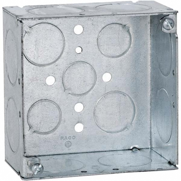 Hubbell-Raco Electrical Device Box: Steel, Rectangle, 3.38" OAH, 3.969" OAW, 2-1/2" OAD, 1 Gang - 502