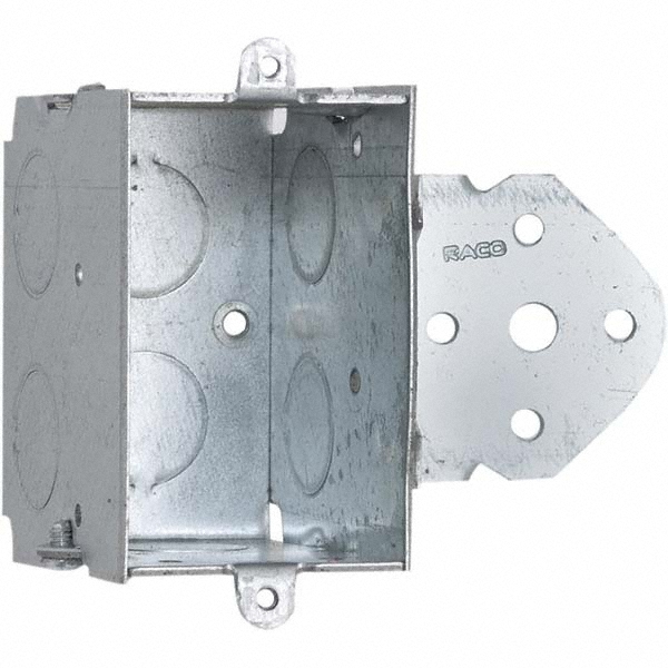Hubbell-Raco Electrical Device Box: Steel, Rectangle, 3.38" OAH, 3.969" OAW, 2-1/2" OAD, 1 Gang - 502