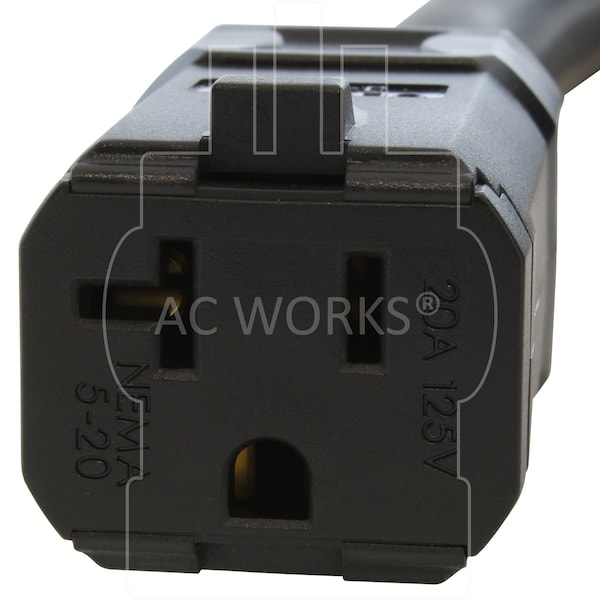 Ac Works SOOW; Cold Weather Extension Cord, 10 AWG, Indoor/Outdoor, 10/3, 1 Outlets, Black, Rubber, Nylon - SD520PR-025