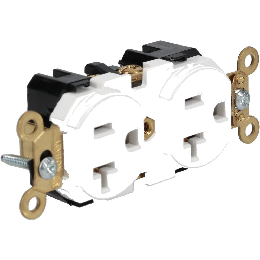 Hubbell Wiring Device-Kellems Straight Blade Duplex Receptacle: NEMA 5-20R, 20 Amps, Self-Grounding - 5362I