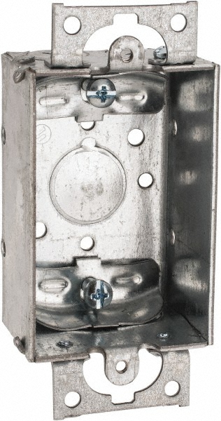 Cooper Crouse-Hinds Electrical Switch Box: Steel, Rectangle, 3" OAH, 2" OAW, 1-1/2" OAD, 1 Gang - TP104