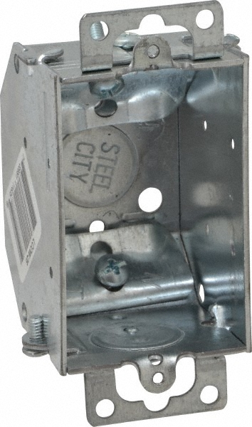 Cooper Crouse-Hinds Electrical Switch Box: Steel, Rectangle, 3" OAH, 2" OAW, 1-1/2" OAD, 1 Gang - TP104