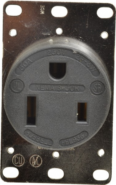 Hubbell Wiring Device-Kellems Straight Blade Duplex Receptacle: NEMA 6-20R, 20 Amps, Grounded - HBL60W48D