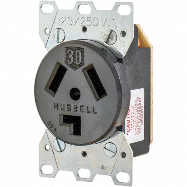 Bryant Electric Straight Blade Single Receptacle: NEMA 10-30R, 30 Amps, Ungrounded - 9303