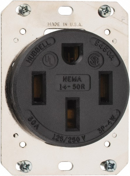 Bryant Electric Straight Blade Single Receptacle: NEMA 10-30R, 30 Amps, Ungrounded - 9303