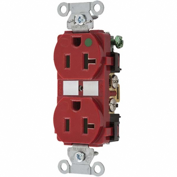 Bryant Electric Straight Blade Duplex Receptacle: NEMA 5-15R, 20 Amps, Grounded - 8300HBRED