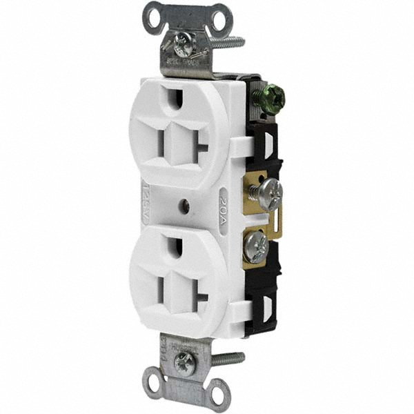Bryant Electric Straight Blade Duplex Receptacle: NEMA 5-15R, 15 Amps, Grounded - 5242GRY