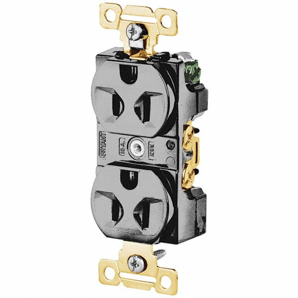 Bryant Electric Straight Blade Duplex Receptacle: NEMA 5-15R, 15 Amps, Grounded - 5242GRY