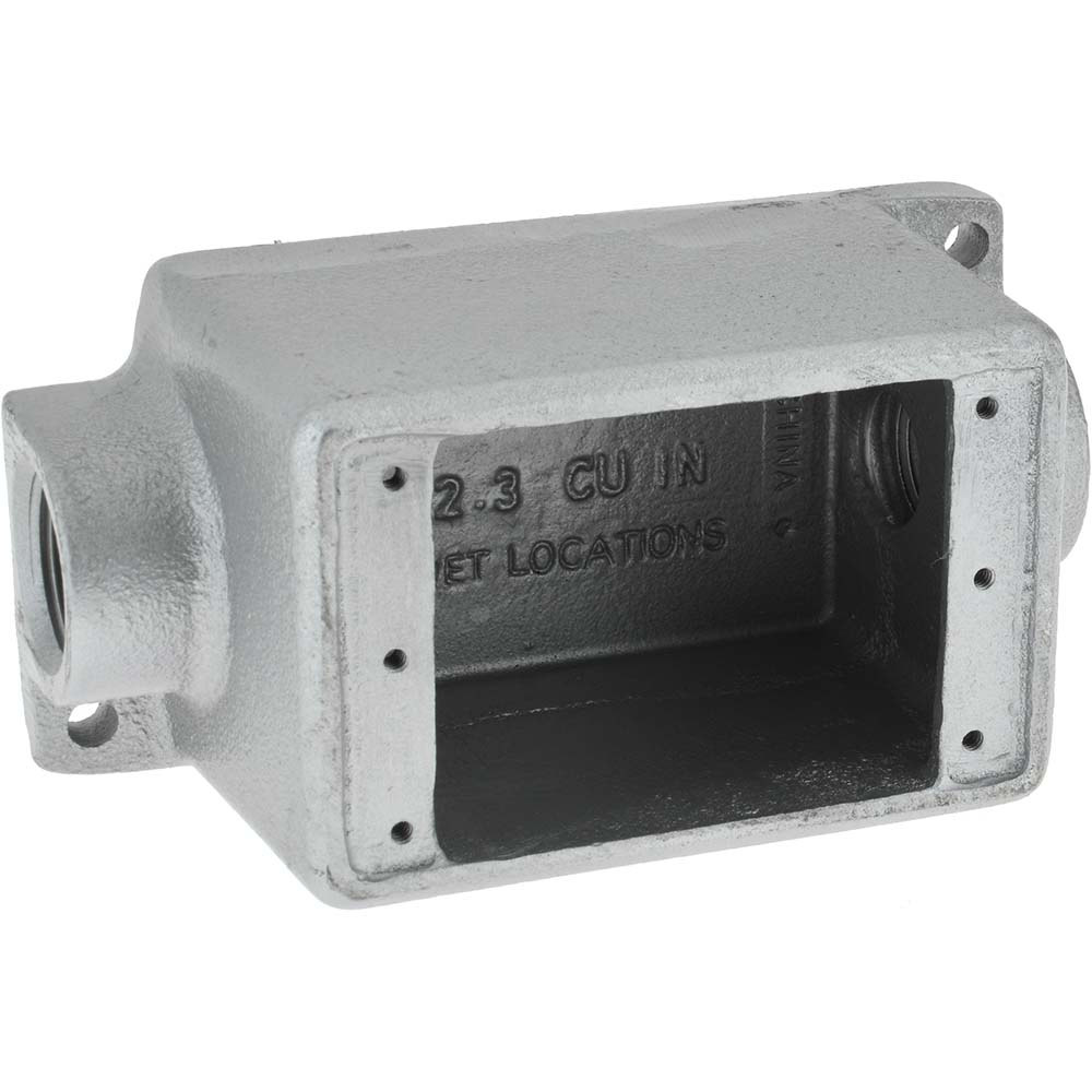 Cooper Crouse-Hinds Electrical Outlet Box: Aluminum, Rectangle, 5-1/2" OAH, 1.53" OAW, 1.64" OAD, 1 Gang - C25 MT