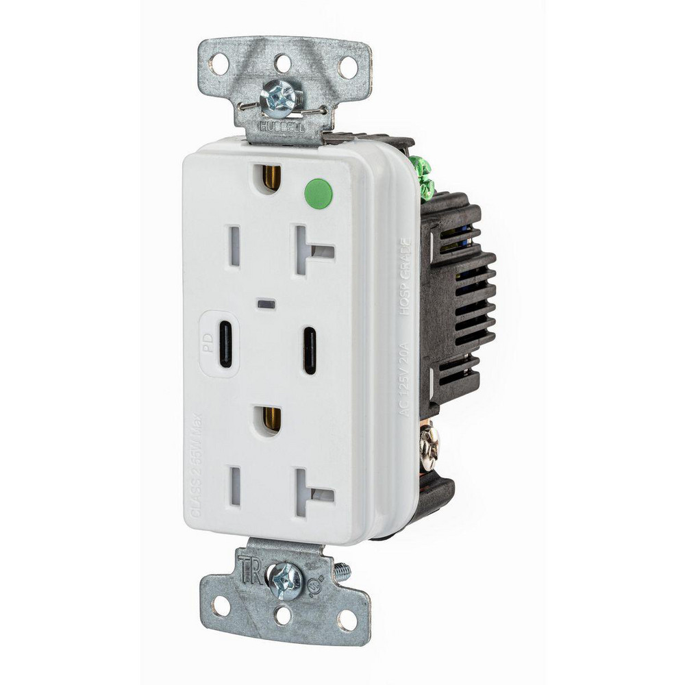 Hubbell Wiring Device-Kellems USB Receptacles: Usb Connection Style: Standard; Number of USB Ports: 2; Number Of Usb Ports: 2; Number Of Receptacles: 2; Charging Power: 1.5 A - USB8200CPDLA