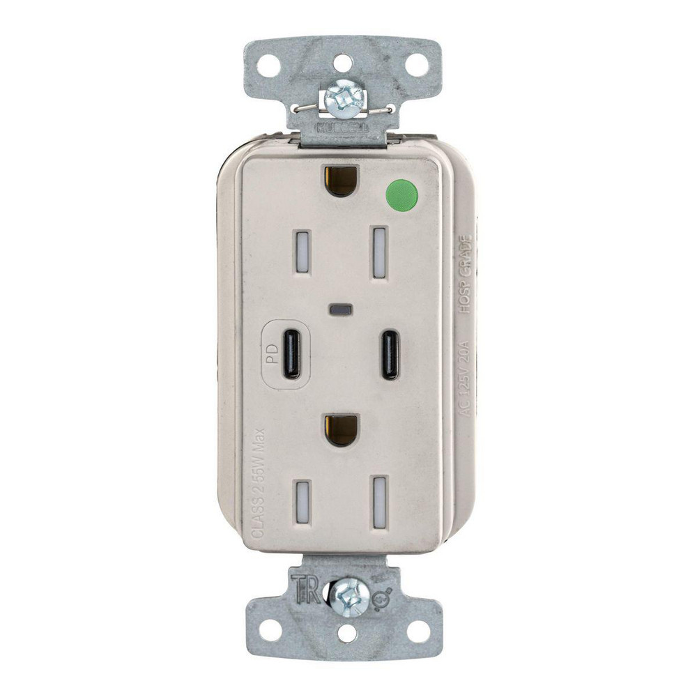 Hubbell Wiring Device-Kellems USB Receptacles: Usb Connection Style: Standard; Number of USB Ports: 2; Number Of Usb Ports: 2; Number Of Receptacles: 2; Charging Power: 1.5 A - USB8200CPDLA