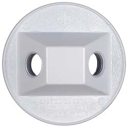 Cooper Crouse-Hinds 2 Outlet, 1/2" Hole Dia, Powder Coat Finish, Round Noncorrosive Weatherproof Box Cover - TP7304