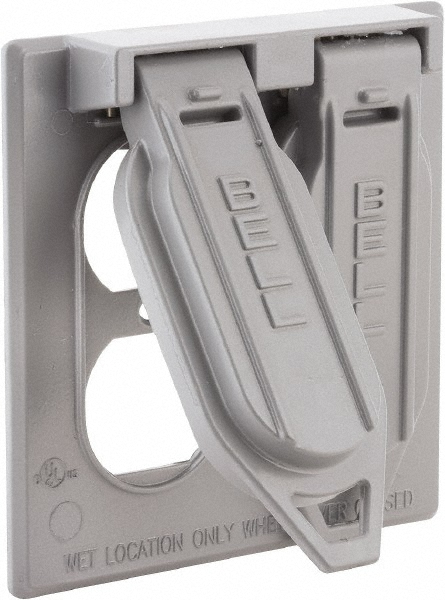 Cooper Crouse-Hinds 2 Outlet, 1/2" Hole Dia, Powder Coat Finish, Round Noncorrosive Weatherproof Box Cover - TP7304