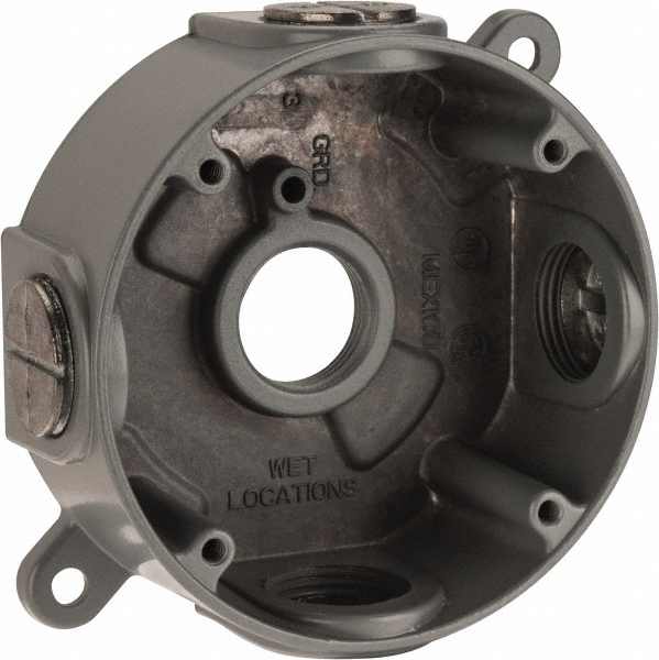 Cooper Crouse-Hinds 2 Outlet, 1/2" Hole Dia, Powder Coat Finish, Round Noncorrosive Weatherproof Box Cover - TP7304