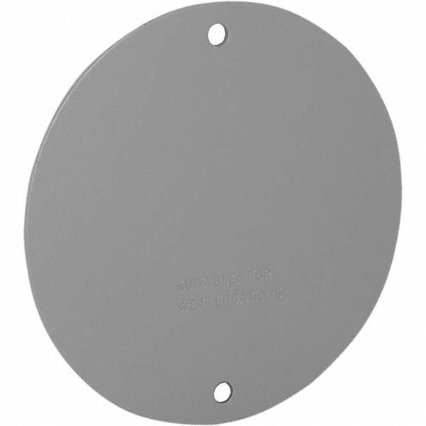 Cooper Crouse-Hinds 2 Outlet, 1/2" Hole Dia, Powder Coat Finish, Round Noncorrosive Weatherproof Box Cover - TP7304