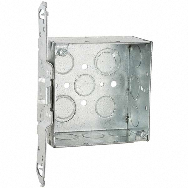 Hubbell-Raco Electrical Device Box: Steel, Square, 7.01" OAH, 4.436" OAW, 2.402" OAD, 2 Gangs - 235