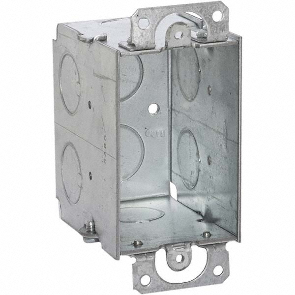 Hubbell-Raco Electrical Device Box: Steel, Rectangle, 4.22" OAH, 3" OAW, 2-1/2" OAD, 1 Gang - 508