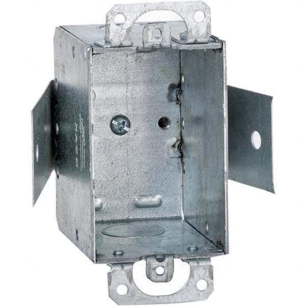 Hubbell-Raco Electrical Device Box: Steel, Rectangle, 4.22" OAH, 3" OAW, 2-1/2" OAD, 1 Gang - 508