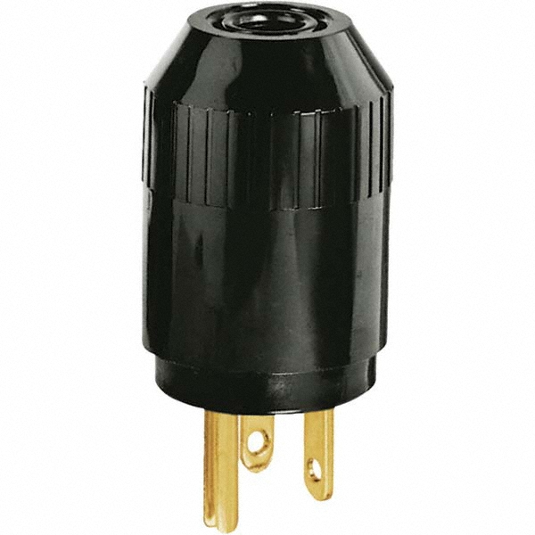 Bryant Electric Straight Blade Plug: Industrial, 6-20P, 250VAC, Black - 5464B
