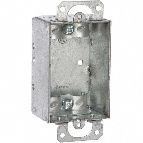 Hubbell-Raco Electrical Device Box: Steel, Rectangle, 4.22" OAH, 2" OAW, 1.864" OAD, 1 Gang - 410