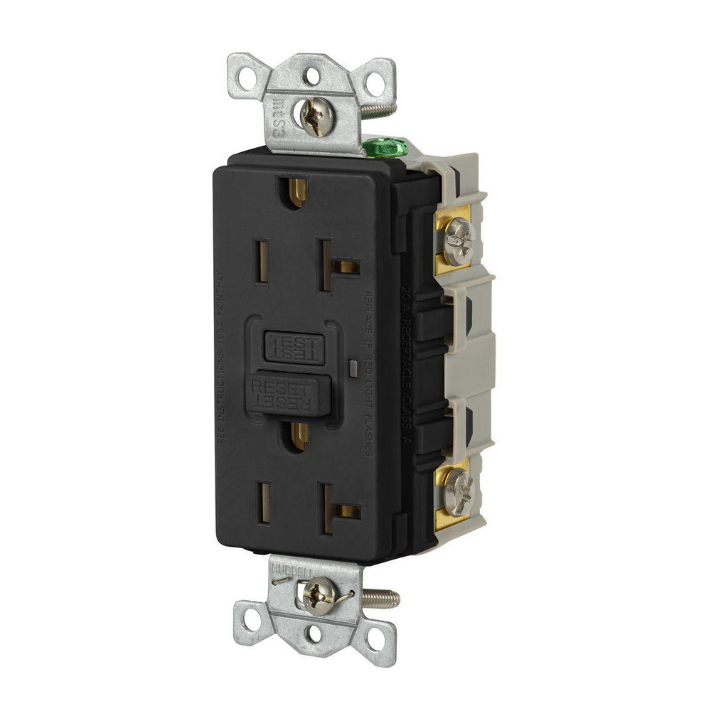 Hubbell Wiring Device-Kellems GFCI Receptacles: Receptacle Type: Duplex; Grade: Commercial; NEMA Configuration: 5-20R; Wire Connection Type: Screw Terminals; End Type: Socket - GFRTW20LA