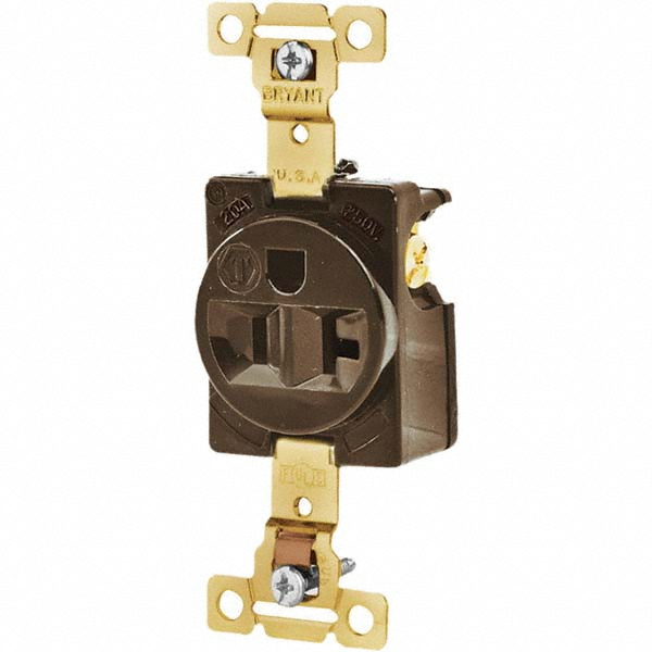 Bryant Electric Straight Blade Single Receptacle: NEMA 5-20R, 20 Amps, Grounded - 5361