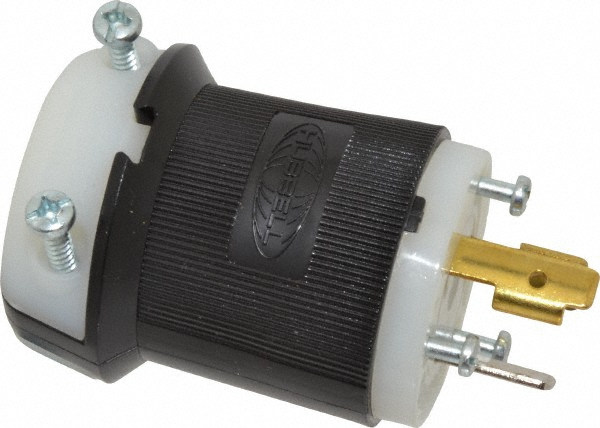 Leviton Locking Inlet: Plug, Industrial, L21-20P, 120 & 208V, Black & White - 2511