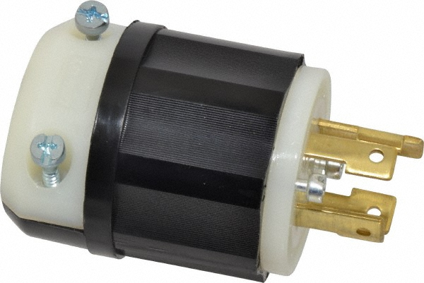 Leviton Locking Inlet: Plug, Industrial, L21-20P, 120 & 208V, Black & White - 2511
