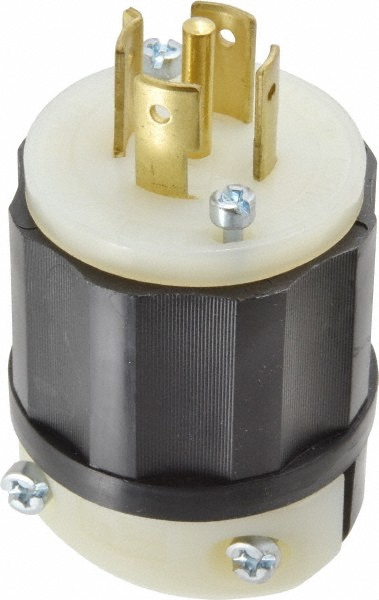 Leviton Locking Inlet: Plug, Industrial, L21-20P, 120 & 208V, Black & White - 2511