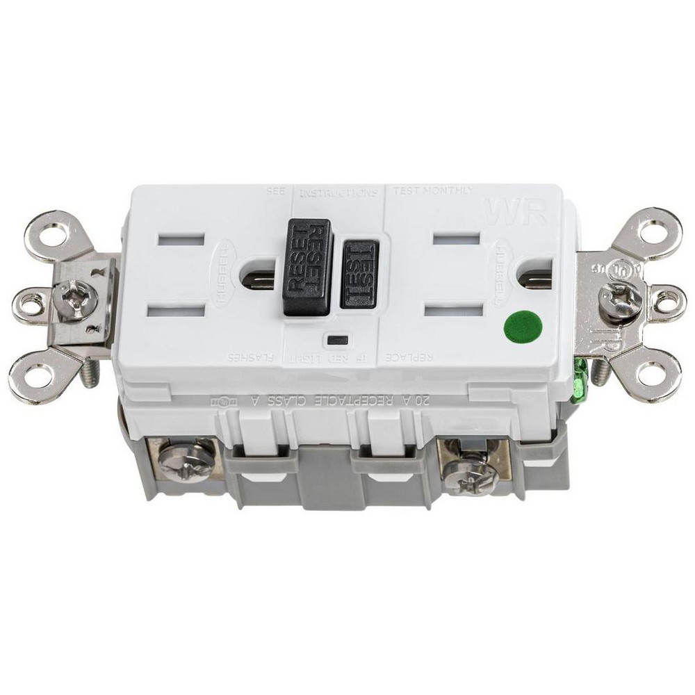 Hubbell Wiring Device-Kellems GFCI Receptacles: Receptacle Type: Duplex; Grade: Industrial, Hospital; NEMA Configuration: 5-15R - GFSG8200W