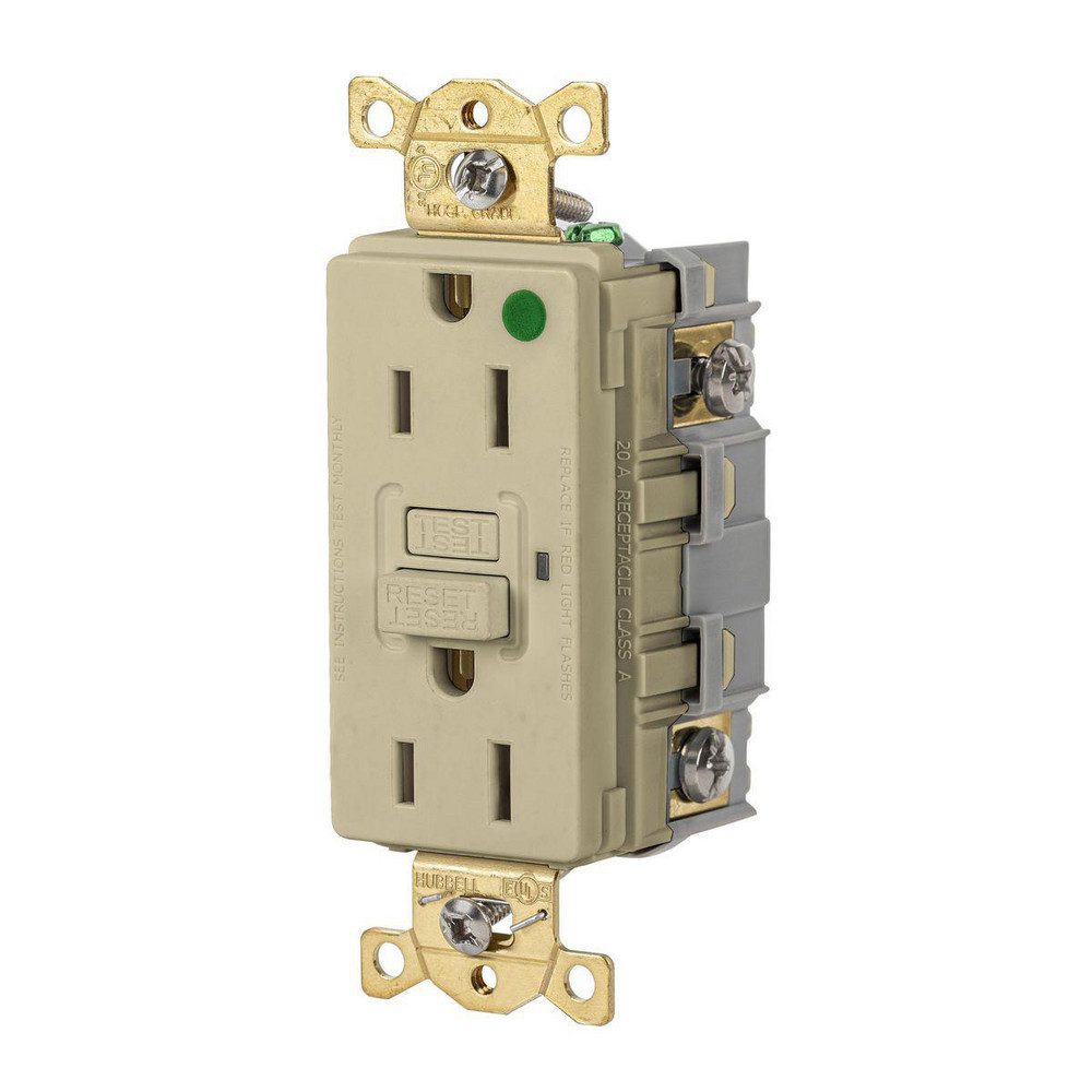 Hubbell Wiring Device-Kellems GFCI Receptacles: Receptacle Type: Duplex; Grade: Industrial, Hospital; NEMA Configuration: 5-15R - GFSG8200W
